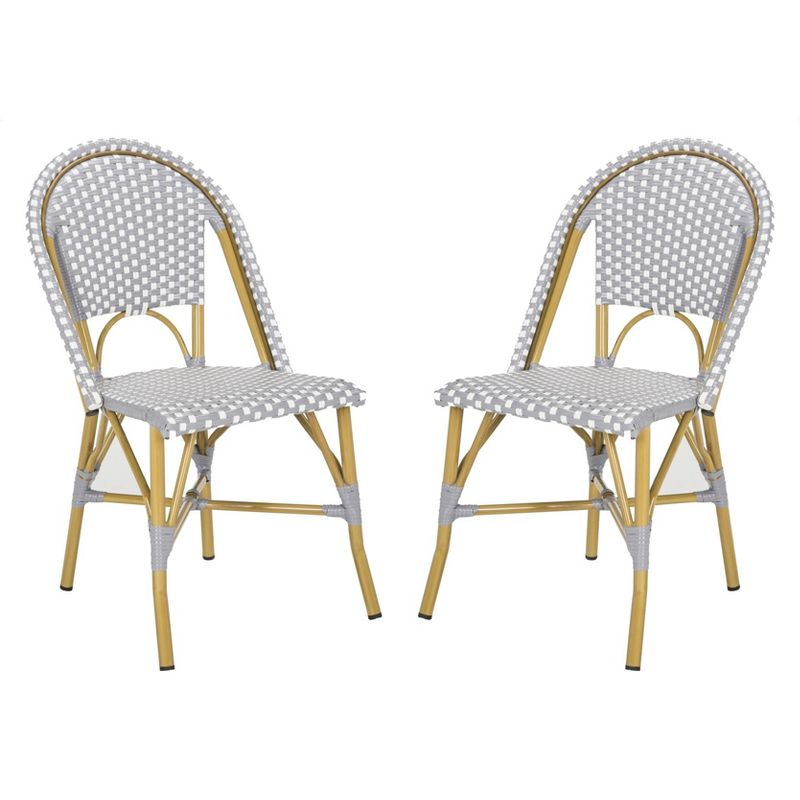 Salcha Side Chair (Set Of 2) - Indoor/Outdoor - FOX5210 - Gray/White - Safavieh