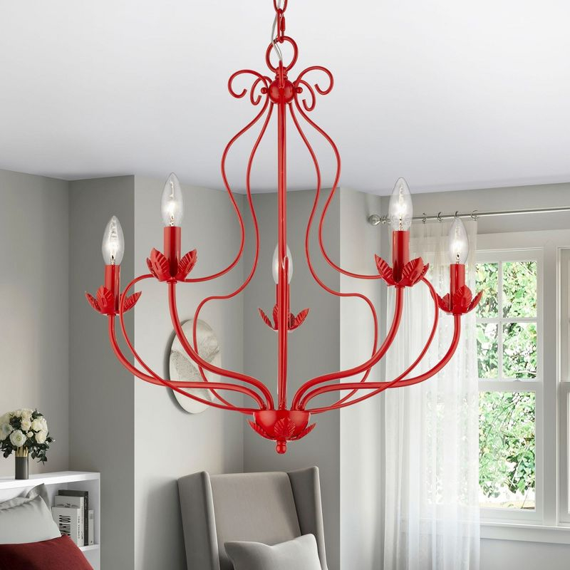 Livex Lighting Katarina 5 - Light Chandelier in  Shiny Red