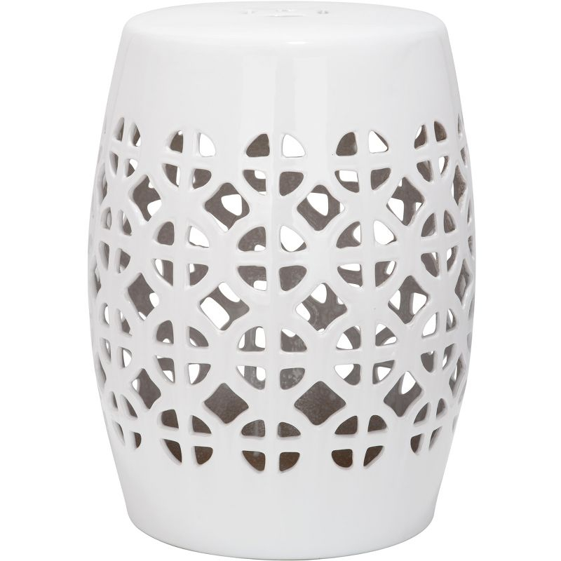 Circle Lattice Garden Stool - Indoor/Outdoor - ACS4508 - White - Safavieh
