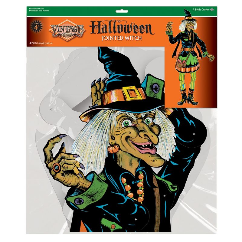 Beistle Vintage Halloween Jointed Witch, 4' 9", (1/Pkg) Multicolored