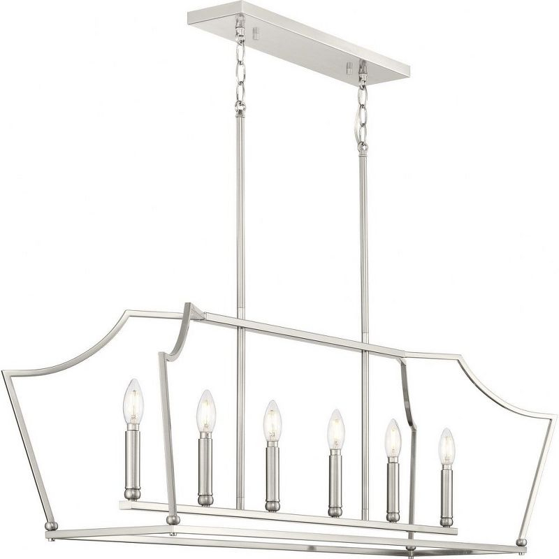 Progress Lighting Parkhurst 6-Light Linear Chandelier, Brushed Nickel, No Shade