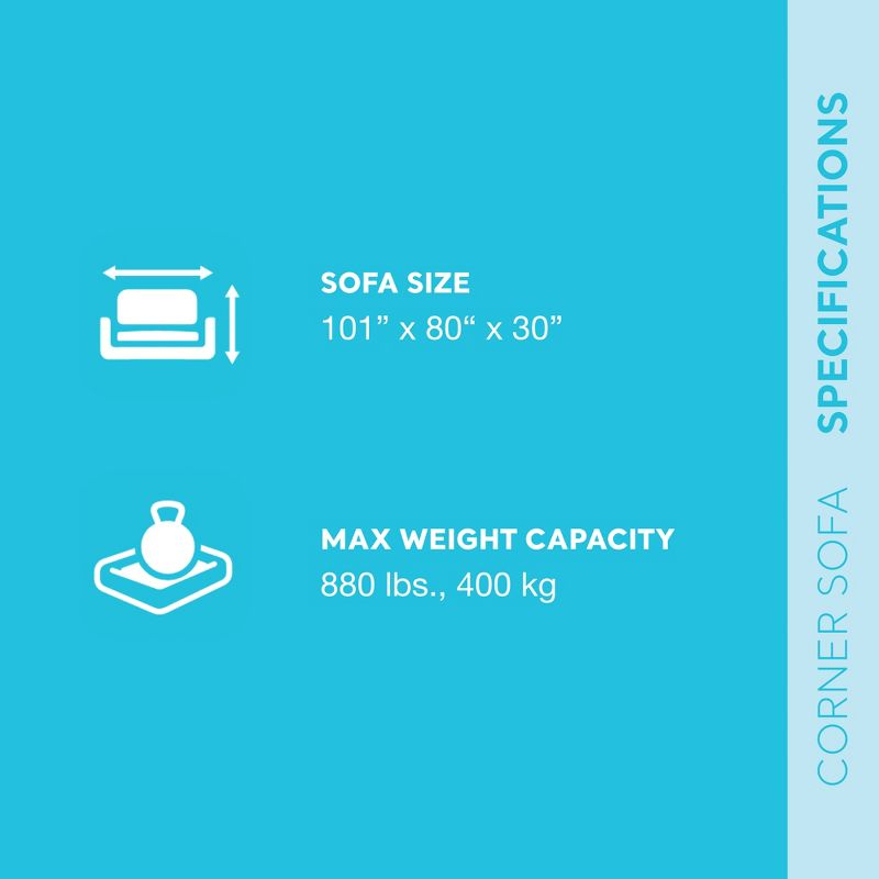 Intex Inflatable Corner Living Room Air Mattress Sectional Sofa Couch, Beige