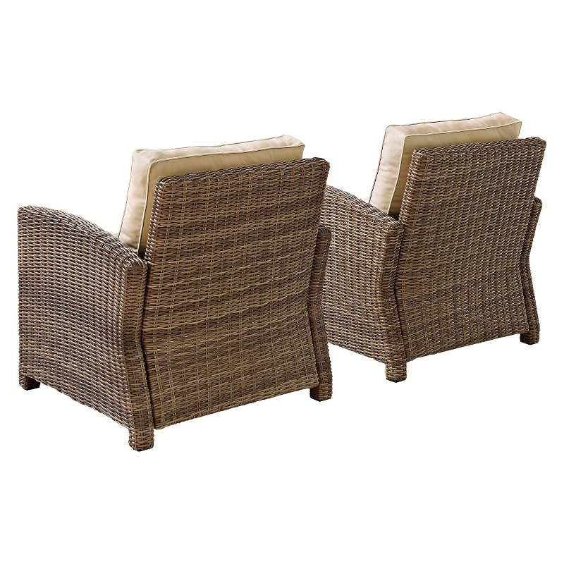 Crosley Bradenton 2 Piece Outdoor Wicker Seating Set with Sand Cushions: Steel Frame, UV-Resistant