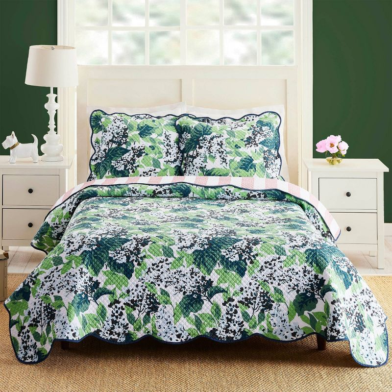 3pc King Sag Harbor Summer Quilt Set - Madcap Cottage for Makers Collective: Cotton Bedding, Botanical Pattern, Includes Shams