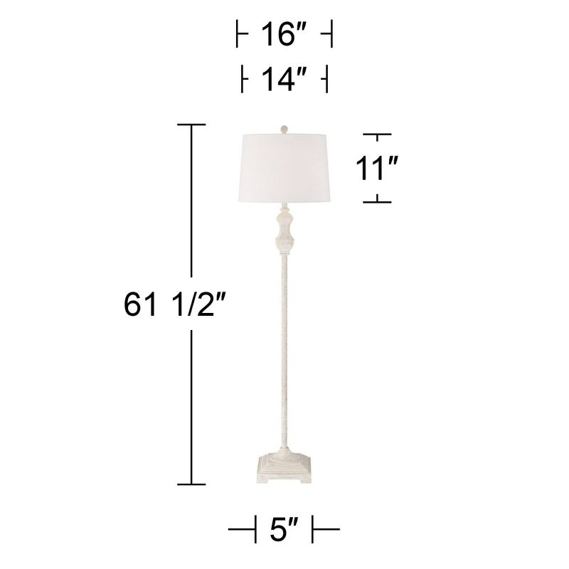 Barnes and Ivy Verona Traditional Shabby Chic 61 1/2" Tall Standing Floor Lamp Skinny Vintage White Living Room Bedroom House Reading Office