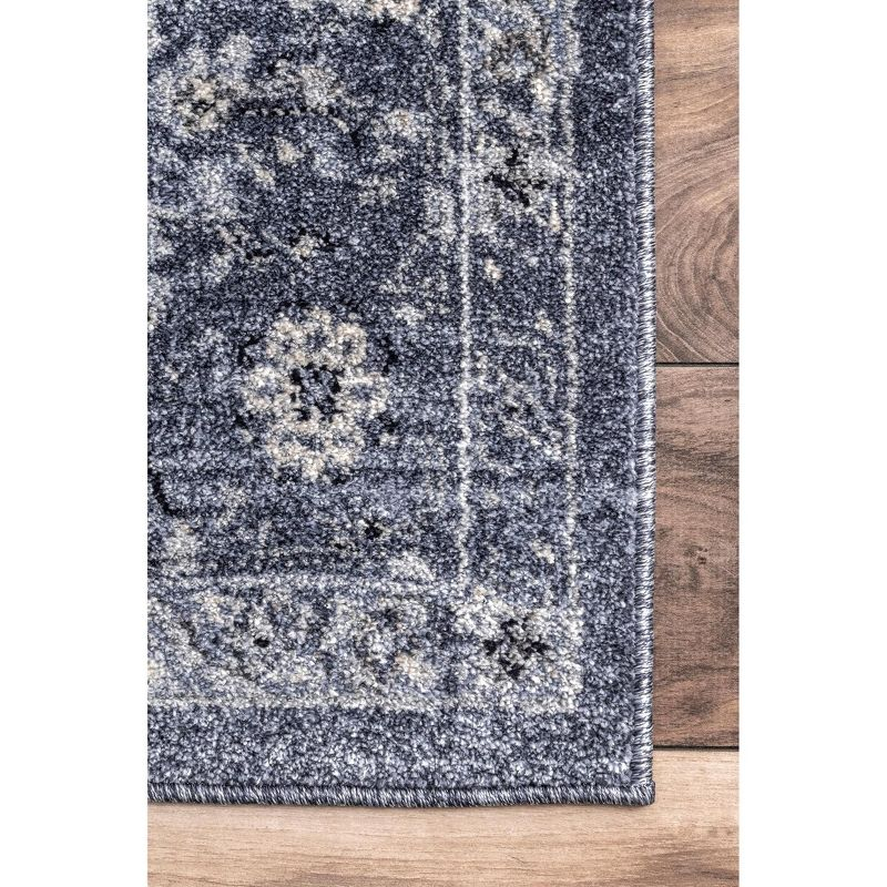 Nuloom Florid Emma Floral 4x6 Indoor Area Rug for Living Room Bedroom Dining Room Kitchen, Blue/Ivory