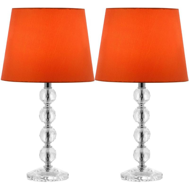Nola Stacked Crystal Ball Lamp (Set of 2) - 16 Inch Height - LIT4123 - Clear/Orange - Safavieh