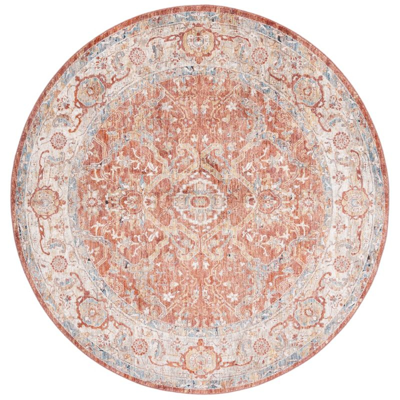 Valencia VAL566 Power Loomed Area Rug - Rust/Teal - 6'4" Round - Safavieh.
