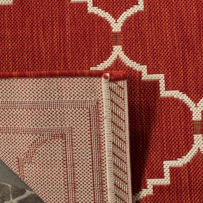Courtyard CY6889 Power Loomed Indoor and Outdoor Area Rug - Red/Beige - 6'7"x6'7" - Safavieh