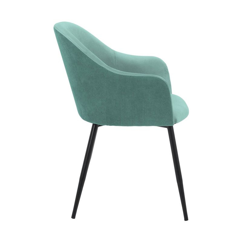 Pixie Fabric Metal Dining Room Chair Teal Blue - Armen Living: Ergonomic with Black Legs