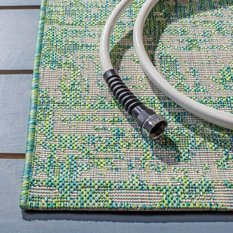Courtyard CY8452 Power Loomed Indoor and Outdoor Area Rug - Green Blue/Ivory - 8'x10' - Safavieh