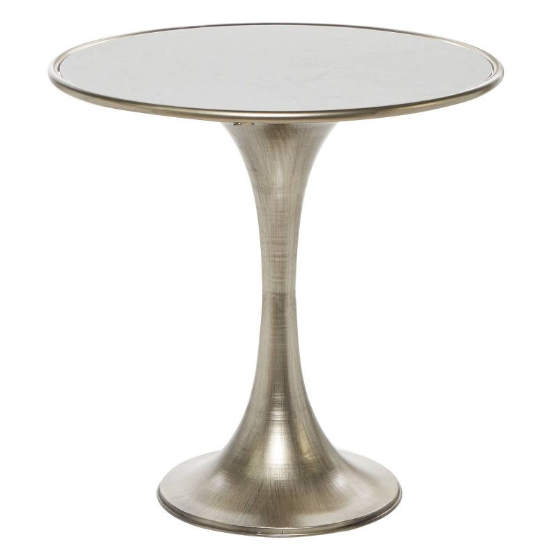 Industrial Marble Accent Table Silver - Olivia & May: Pedestal, No Assembly Required