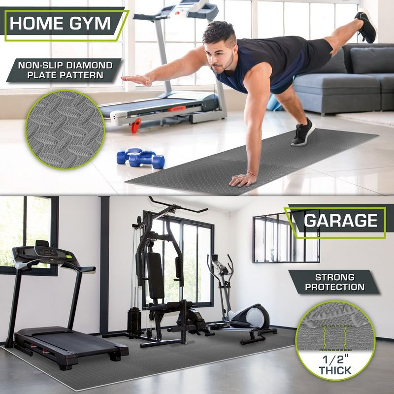 ProsourceFit Exercise Puzzle Mat 1/2-in, Grey, 144 Sq Ft - 36 Tiles