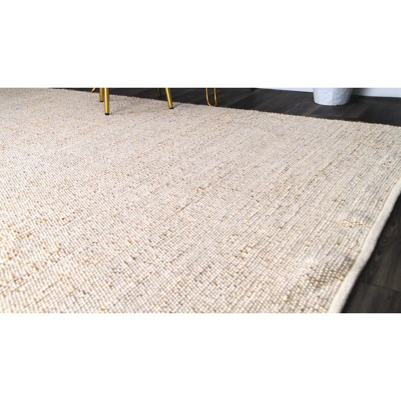 Nuloom 4x6 Elfriede Jute & Cotton Hand Woven Indoor Area Rug, Natural, Solid Rustic Farmhouse Style Natural Fiber Bedroom, Living Room,
