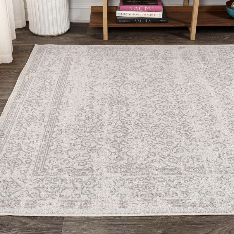 3'x5' Ferro Filigree Charcoal Black and White Area Rug, Gray/Dark Gray - JONATHAN Y