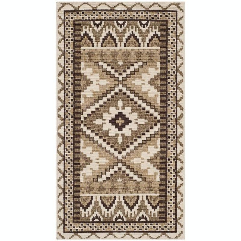 Veranda VER096 Power Loomed Indoor and Outdoor Accent Rug - Creme/Brown - 2'7"x5' - Safavieh.