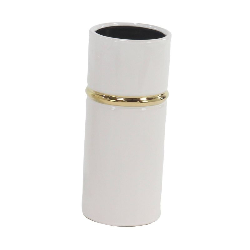 Set of 3 Modern Cylindrical Ceramic Vases White - Olivia & May