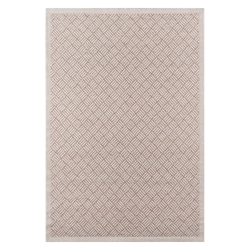 5'x7'6" Geometric Loomed Area Rug Tan - Momeni: Contemporary Indoor/Outdoor Low Pile, Machine Made, Polypropylene