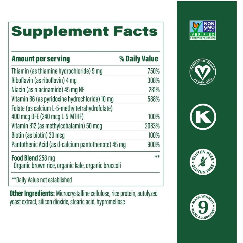 MegaFood Balanced B Complex Vitamins, Vitamin B6, Vitamin B12 & Biotin, Vegan - 90 Tablets.
