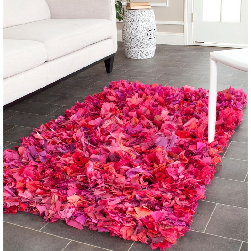 Rio Shag SG951 Hand Woven Indoor Accent Rug - Fuchsia/Multi - 3'x5' - Safavieh