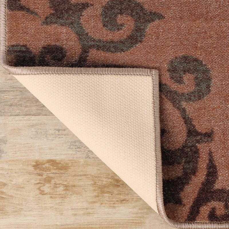 Classic Medallion Floral Scroll Non-Slip Washable Indoor Runner or Area Rug, 2'x3', Camel - Blue Nile Mills