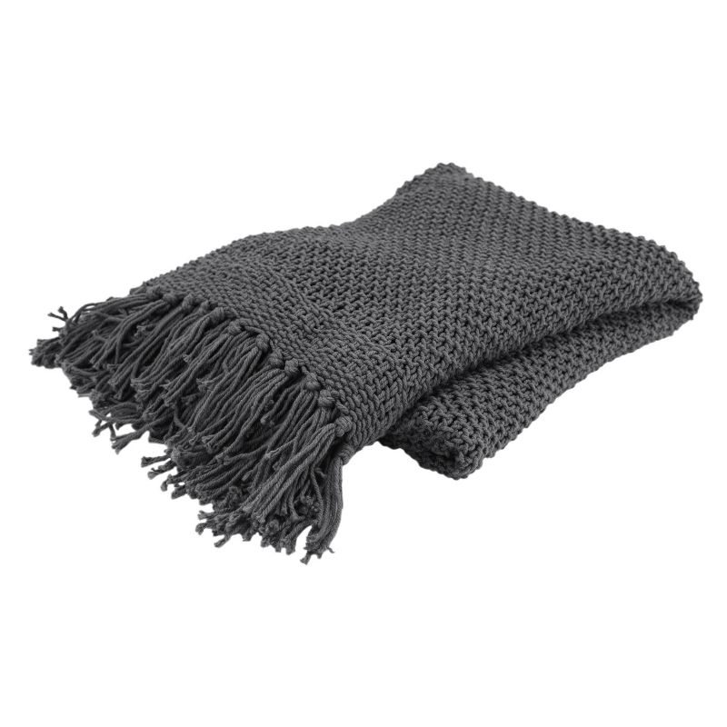 50"x60" Solid Throw Blanket Charcoal - Rizzy Home
