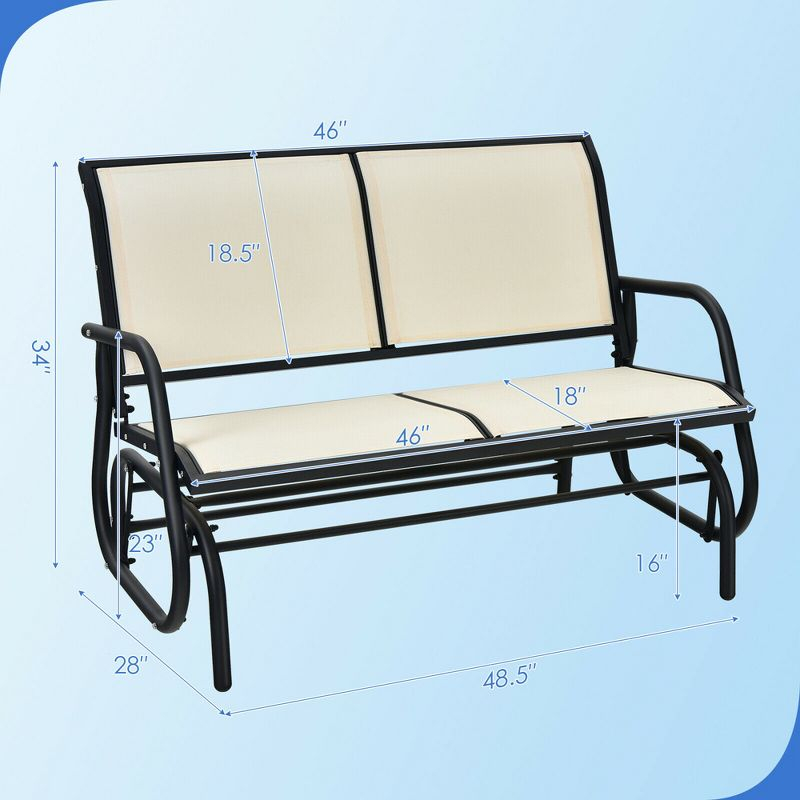Costway Patio Swing Glider Bench Loveseat Rocking Chair Backyard Poolside Beige