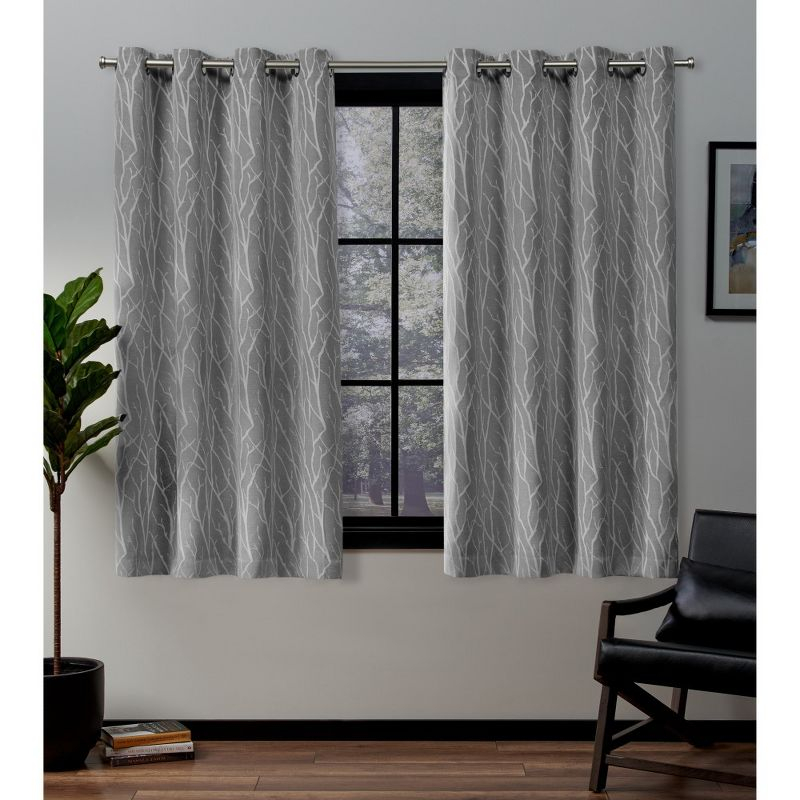 Set of 2 (63"x52") Forest Hill Woven Blackout Grommet Top Window Curtain Panel Gray - Exclusive Home: Thermal Insulated