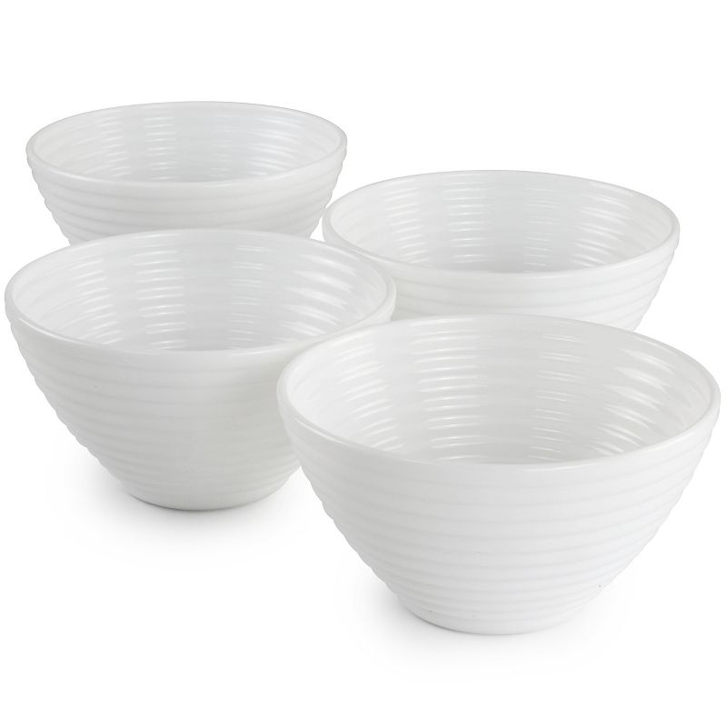 Gibson Ultra Patio 4 Piece Tempered Opal Glass Dessert Bowl Set in White