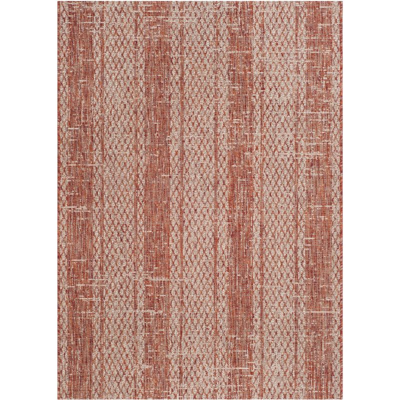 Courtyard CY8736 UV & Stain Resistant Non-Shedding Power Loomed Indoor/Outdoor Accent Rug - Light Beige/Terracotta - 4'x5'7" - Safavieh