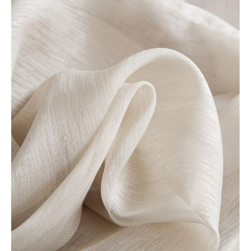 HLC.ME Semi Sheer Voile Light Filtering Transparent Window Curtain Grommet Panels - Set of 2 - Beige, 54 W x 72 L