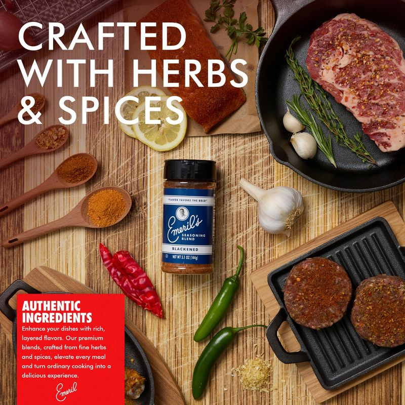 Emeril Lagasse 5 Oz, 3-Pack and 6-Pack Seasoning Blend: Original Essence, Cajun, Blackened, Chicken Rub, Steak Rub and Rib Rub (1-PK Blackened)