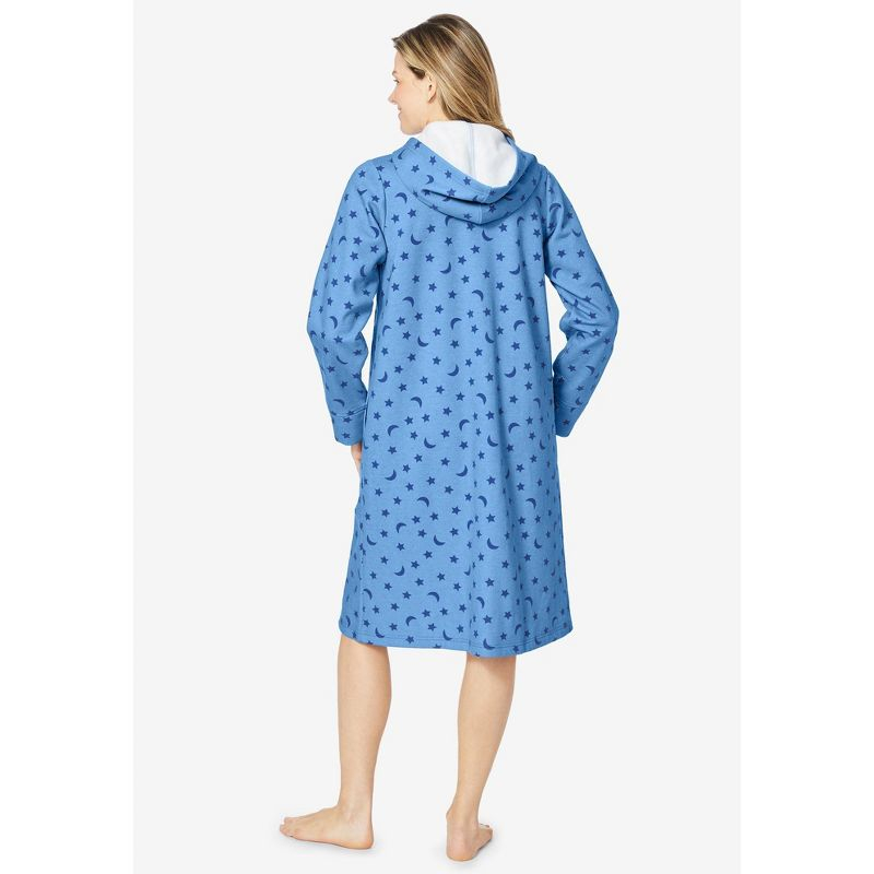 Dreams & Co. Women's Plus Size Short Hooded Sweatshirt Robe - L, Deep Teal