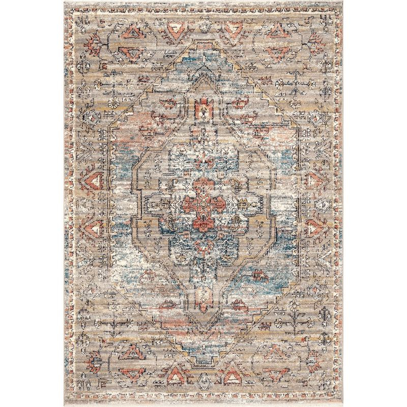 Nuloom Marley Medallion 7x9 Indoor Area Rug for Living Room Bedroom Dining Room Kitchen, Beige/Ivory