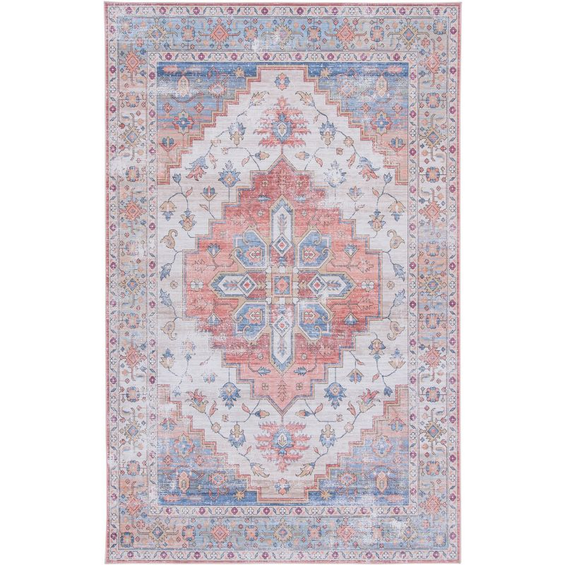 Tucson Vintage Persian TSN109 Power Loomed Machine Washable Skid-Resistant Indoor Area Rug - Beige/Blue - 5'x8' - Safavieh