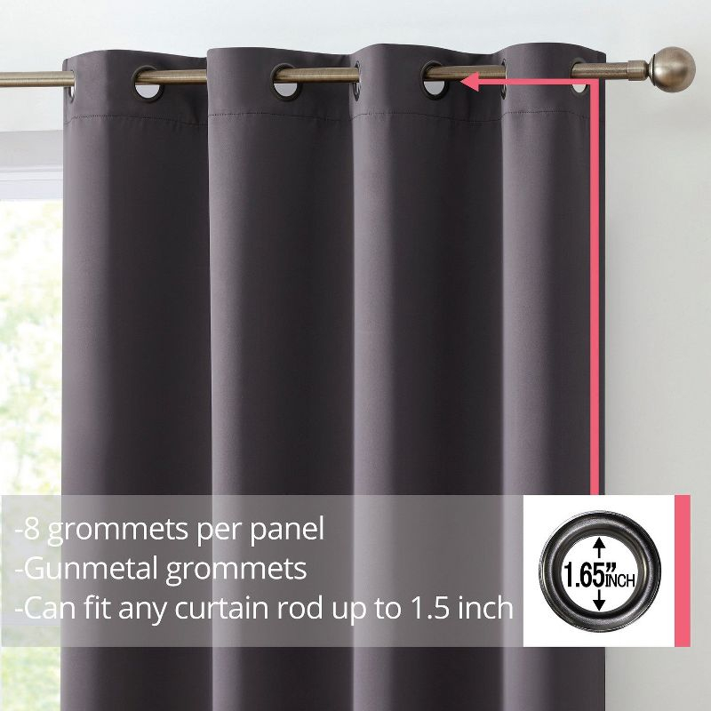 HLC.ME Oxford Curtains for Living Room, Room Darkening Energy Saving, Insulated Darkening Window Grommet Panels, Set of 2 - Black, 52 W x 84 L