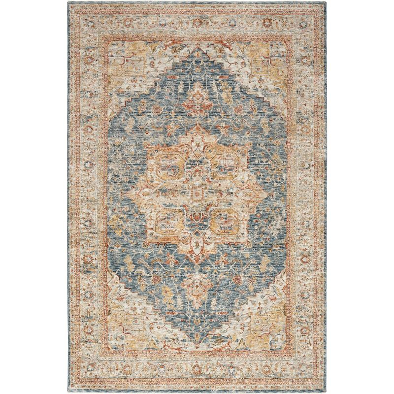 Nourison Petra Vintage Medallion Indoor Rug Ivory Blue 9'3" x 12'7"