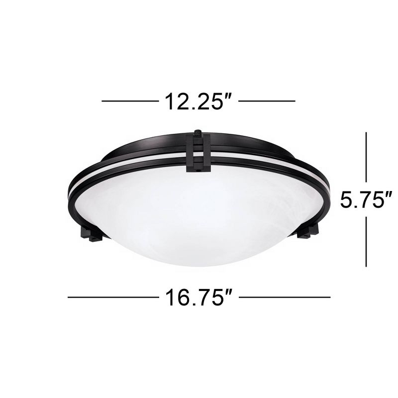 Possini Euro Design Modern Ceiling Light Flush Mount Fixture 16 3/4" Wide Oil Rubbed Bronze 3-Light Marbleized Glass Bowl for Bedroom Kitchen Hallway