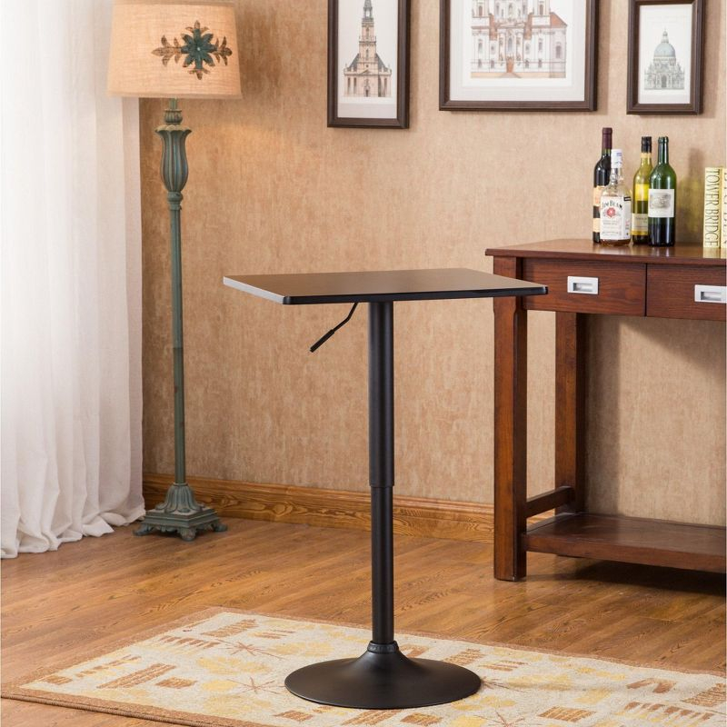 Roundhill Furniture Belham Black Square Adjustable Metal Base Bar Table