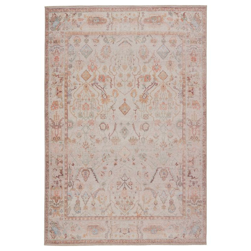 5'x7'6" Avin Oriental Area Rug Blush/Cream - Jaipur Living: Traditional Floral Medium Pile for Living Room