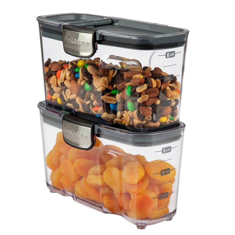 Prepworks 2pc Prokeeper Snack and Pantry Set: Clear & Black Food Storage Containers, 1.5L Capacity, Dishwasher-Safe