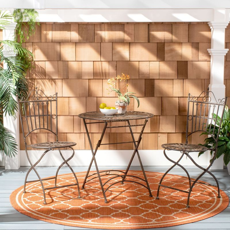 Belen Bistro Set, One Table And Two Chairs - Outdoor - PAT5020 - Unearthed Rust - Safavieh