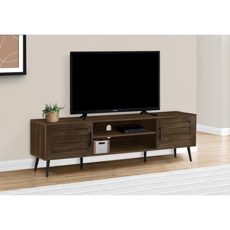 Monarch Specialties Tv Stand 72 Inch Console Media Entertainment Center Storage Cabinet Brown Laminate Black Wood Legs Transitional
