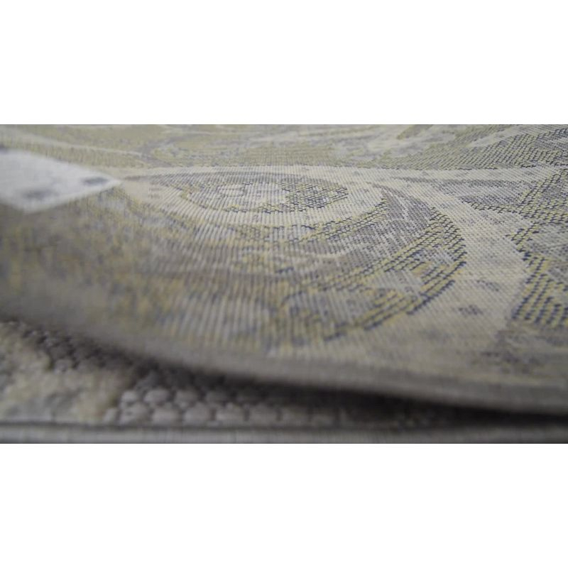 2'x8' Gordes Paisley High-Low Indoor/Outdoor Area Rug, Light Gray - JONATHAN Y