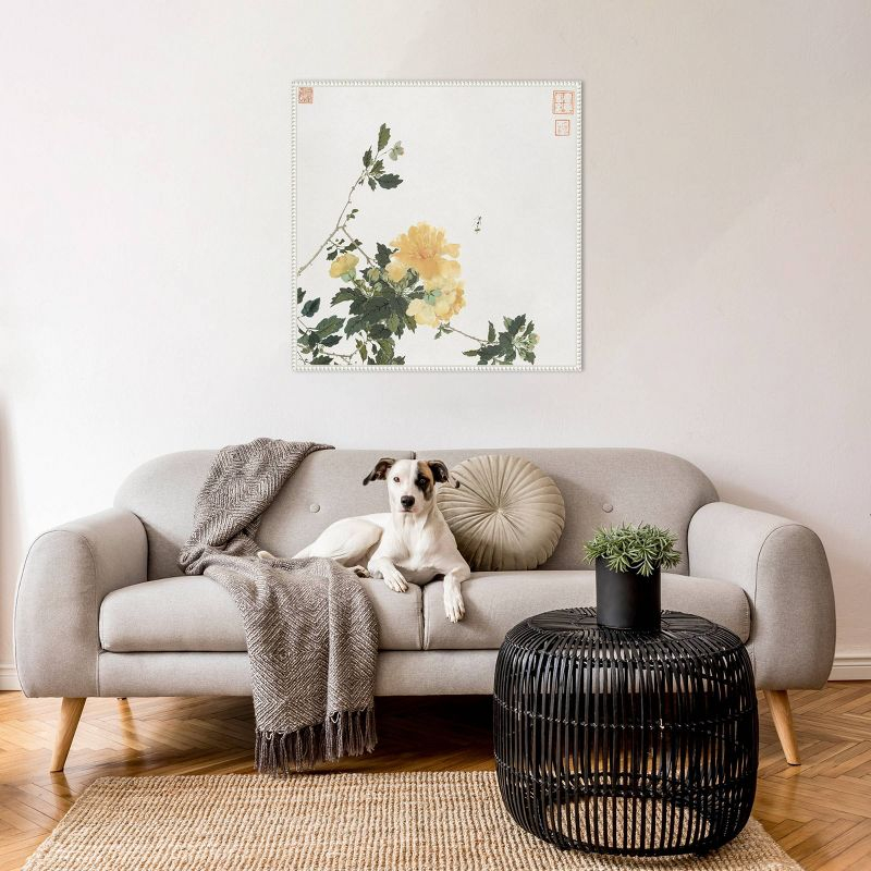Amanti Art 30"x30" Insects and Flowers VI by Ju Lian Framed Canvas Wall Art Print