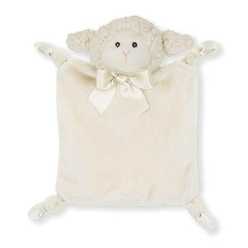 Bearington Baby Wee Lamby, 8 x 7 Inch Small Lamb Stuffed Animal, Security Blanket Baby Lovey, Baptism Gift
