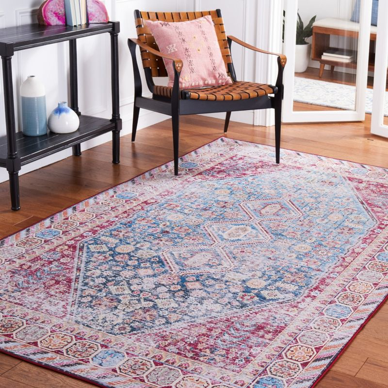 Tucson TSN164 Power Loomed Machine Washable Area Rug - Blue/Red - 6'x9' - Safavieh.