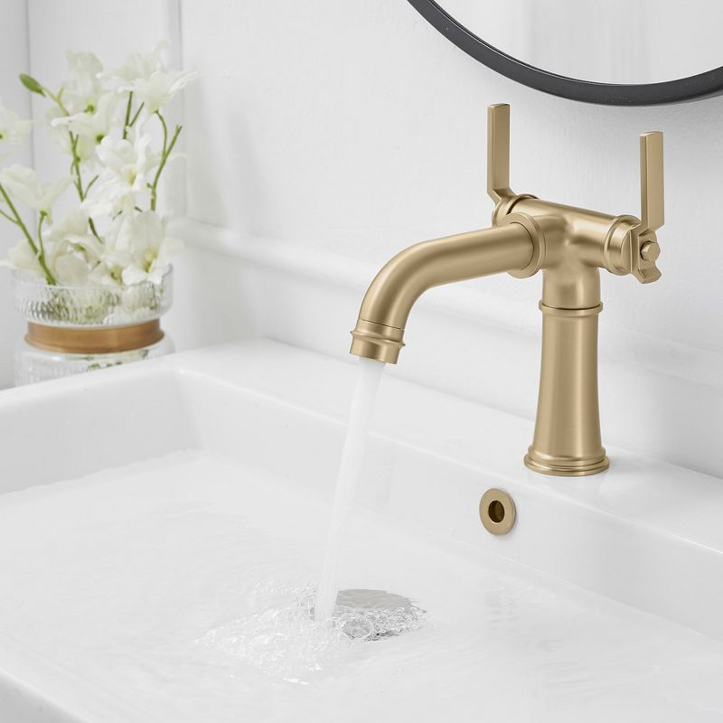 BWE Double Handle Industrial Style Bathroom Faucet Lavatory Mixer Tap Commercial Vanity