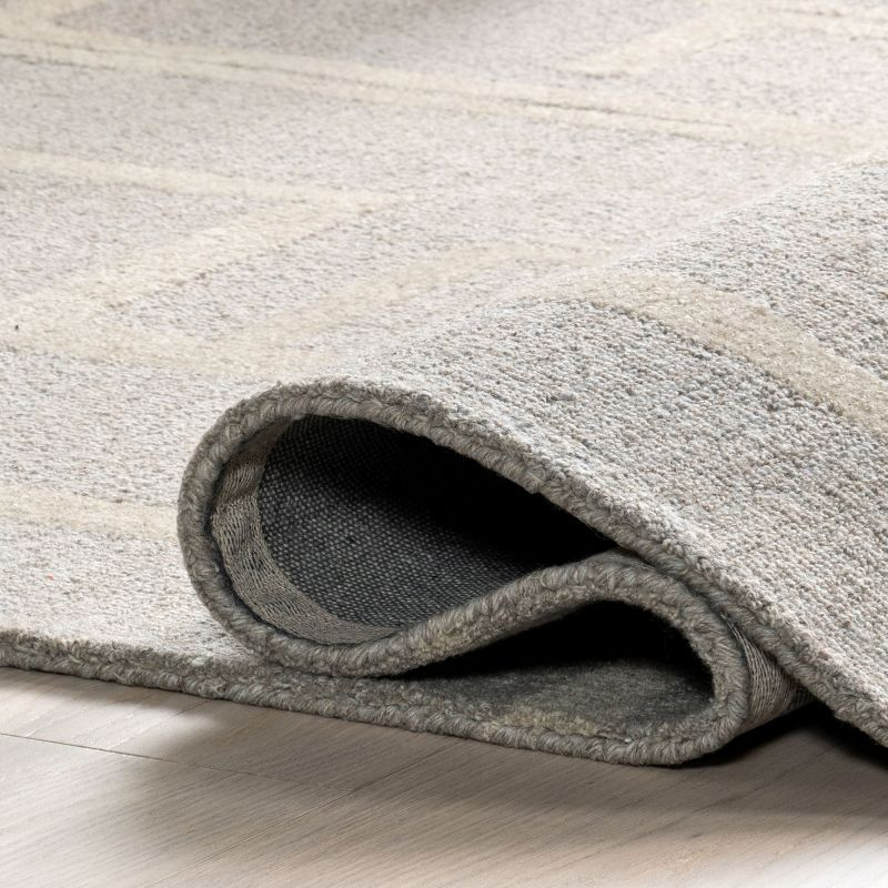Nuloom James Geometric 5x8 Wool Indoor Area Rug for Living Room Bedroom Dining Room Kitchen, Grey