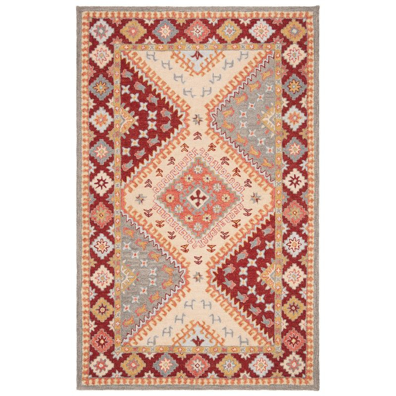 Aspen APN801 Hand Tufted Indoor Area Rug - Red/Ivory - 4'x6' - Safavieh